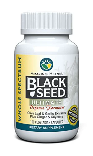 Amazing Herbs Whole Spectrum Black Seed Ultimate, Vegetarian Capsules - Olive Leaf & Garlic Extracts Plus Ginger & Cayenne, Gluten Free, Non GMO, Vegan - 100 Count - Image 7