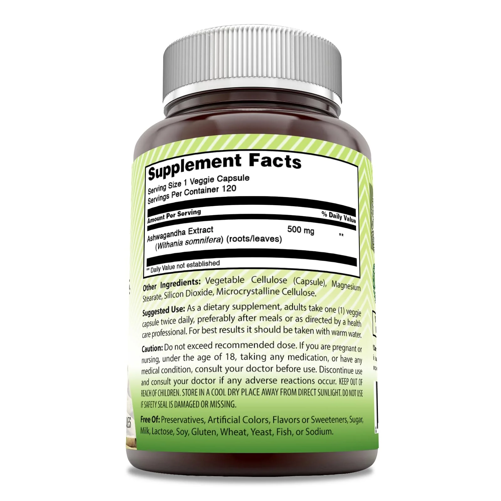 Amazing India Ashwagandha Extract 500 Mg | Veggie Capsules Supplement | Non-GMO | Gluten-Free | Made in USA (1 Pack | 120 Count) - Image 2