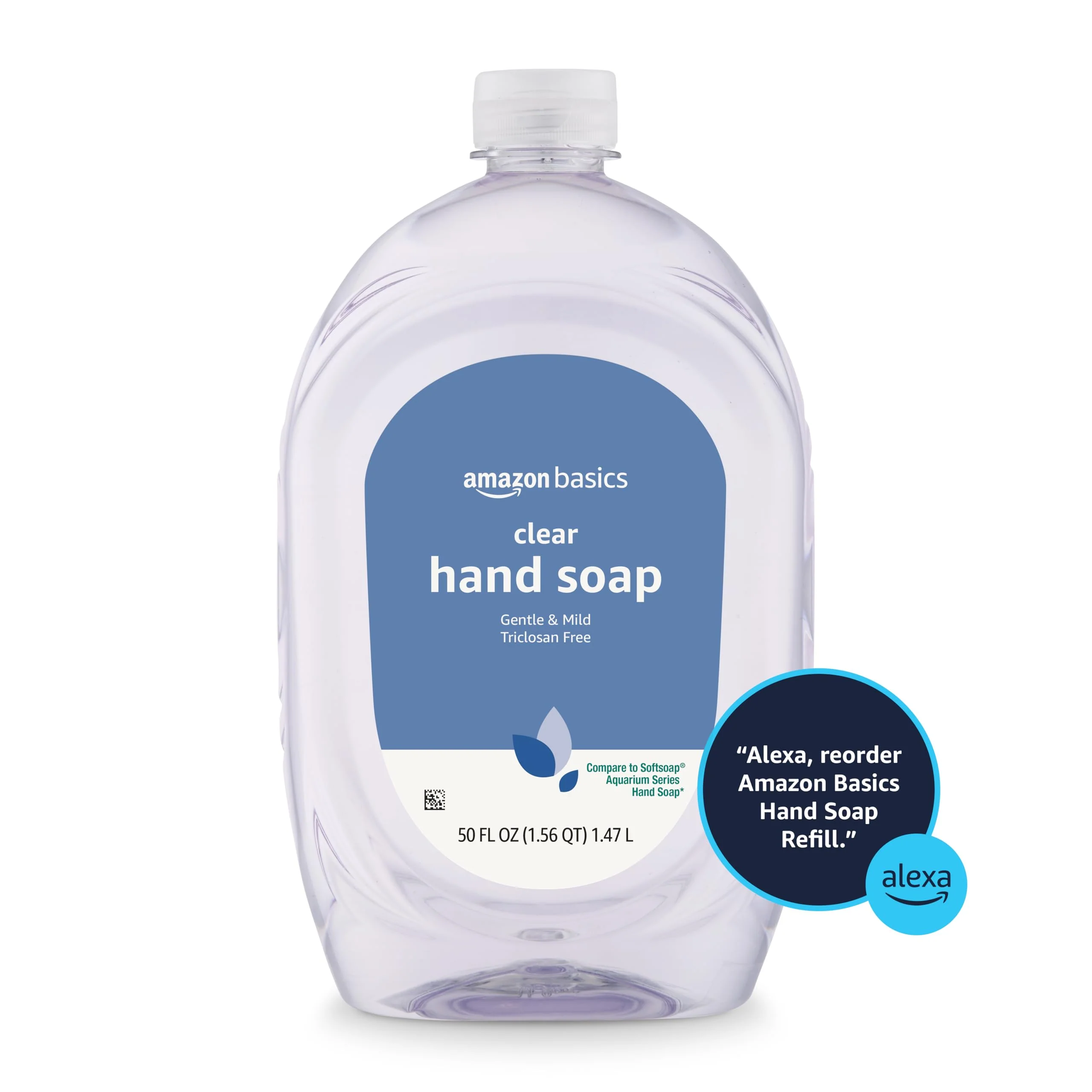 Amazon Basics Gentle & Mild Clear Liquid Hand Soap Refill, Triclosan-Free, Dermatologist-Tested, pH Balanced, Cruelty-Free, 50 Fluid Ounces, 1-Pack (Previously Solimo) - Image 2
