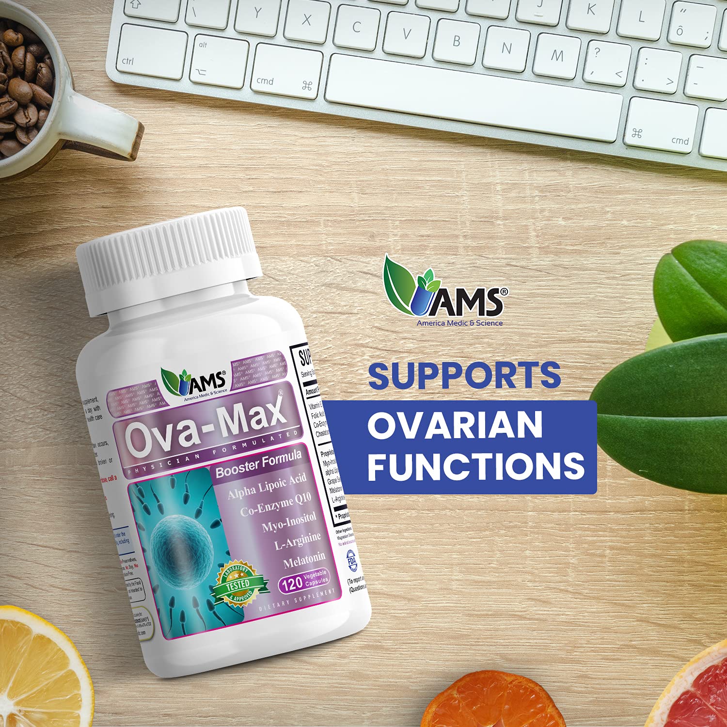 America Medic & Science OVA-Max Prenatal Vitamins for Women (120 Capsules) Boosts Fertility and Ovulation | Pregnancy Aid and Female Preconception Supplements with CoQ10, Folic Acid, and Myo-Inositol - Image 6