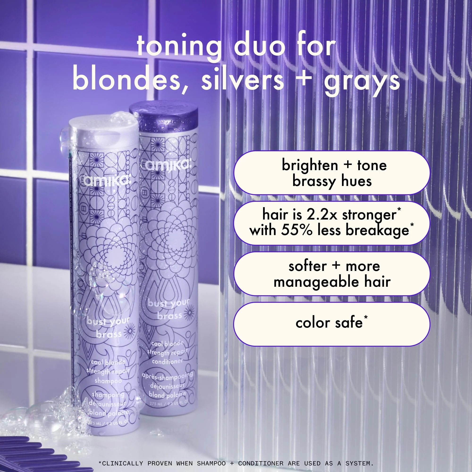 amika bust your brass cool blonde strength repair conditioner, 275ml - Image 8