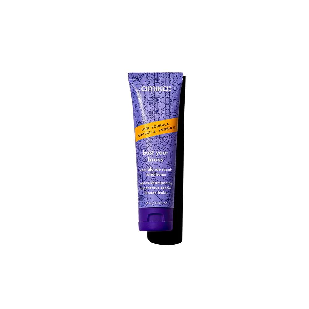 amika bust your brass cool blonde strength repair conditioner, 60ml