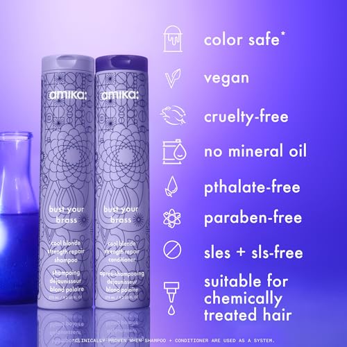 amika bust your brass cool blonde strength repair conditioner, 60ml - Image 2