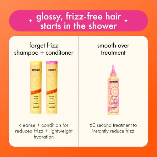 amika forget frizz anti-frizz shampoo, 275ml | smoothing, humidity protection, up to 72 hour frizz control + lightweight hydration, for medium to thick coarse hair types 2a-4c - Image 6