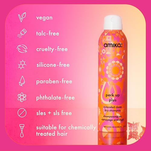 amika perk up plus extended clean dry shampoo, 9.5oz | revitalizes roots + boosts time between washes with no residue or build up | for all hair types - Image 2