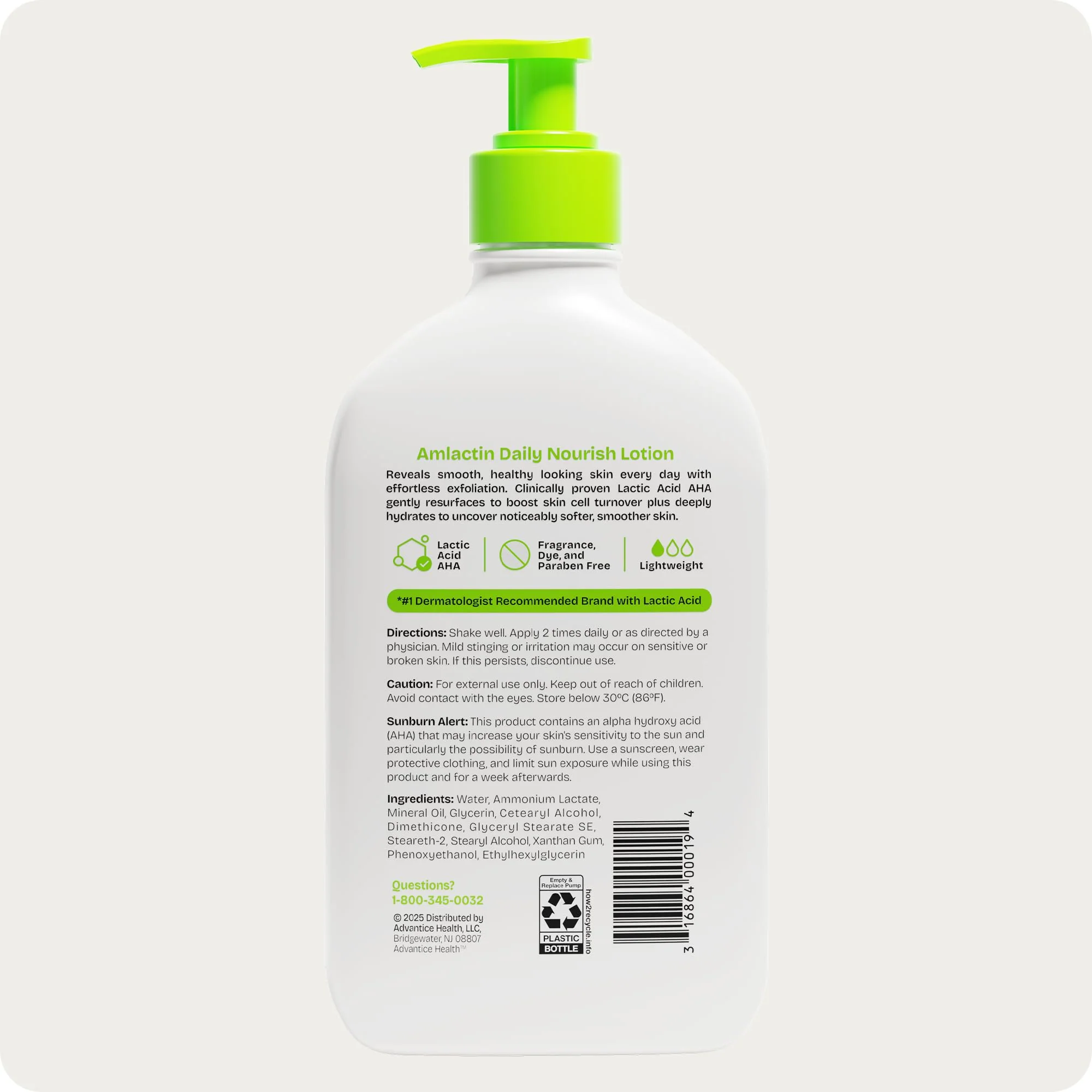AmLactin Daily Nourish Therapeutic Body Lotion for Dry Skin - No-Scrub Exfoliator and Moisturizer 12% Lactic Acid Lotion, 14.1 oz (Packaging May Vary) - Image 2
