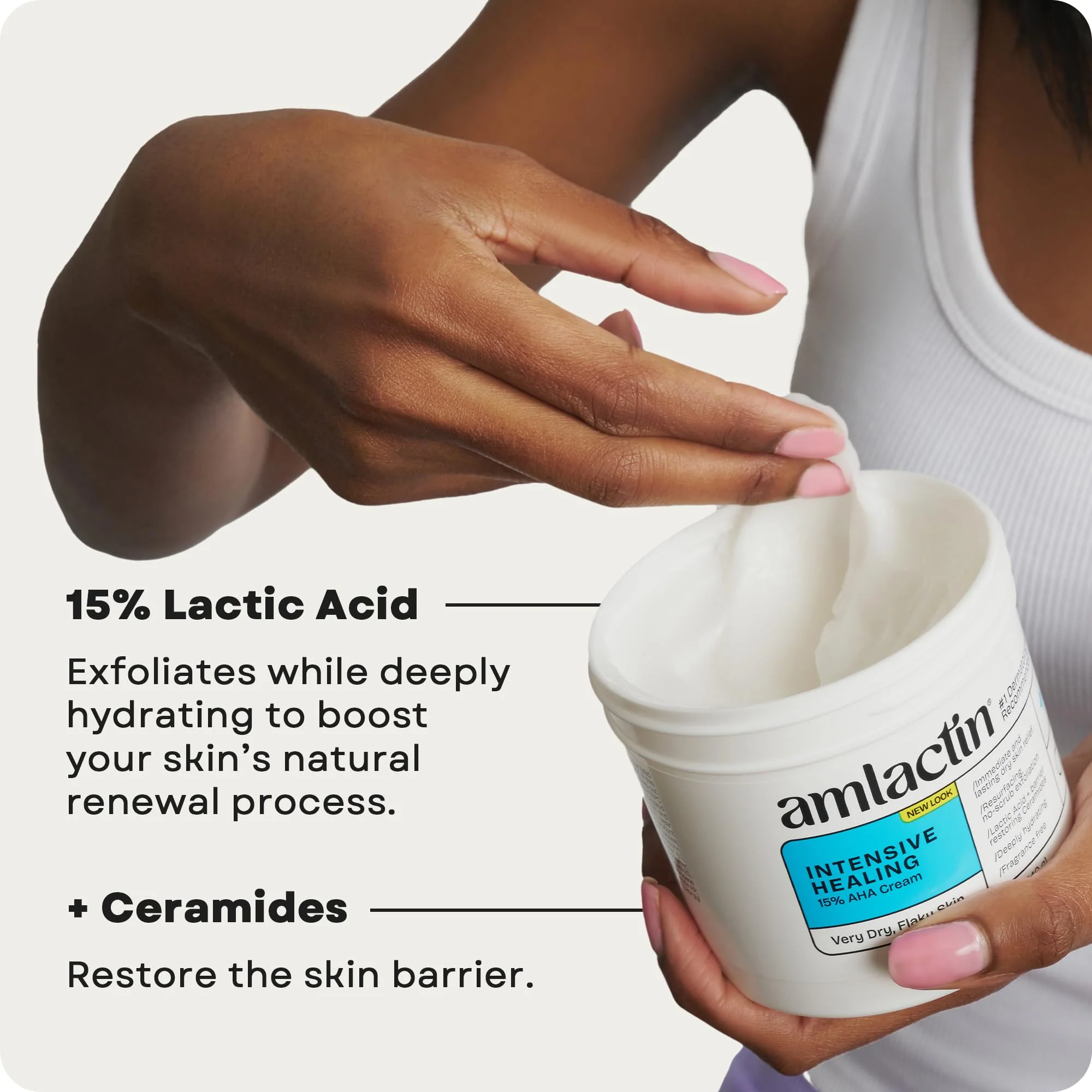 AmLactin Intensive Healing - Therapeutic Body Cream for Extremely Dry Skin - No-Scrub Exfoliator and Body Moisturizer Cream with 15% Lactic Acid AHA and Ceramides, 12 oz (Packaging May Vary) - Image 5