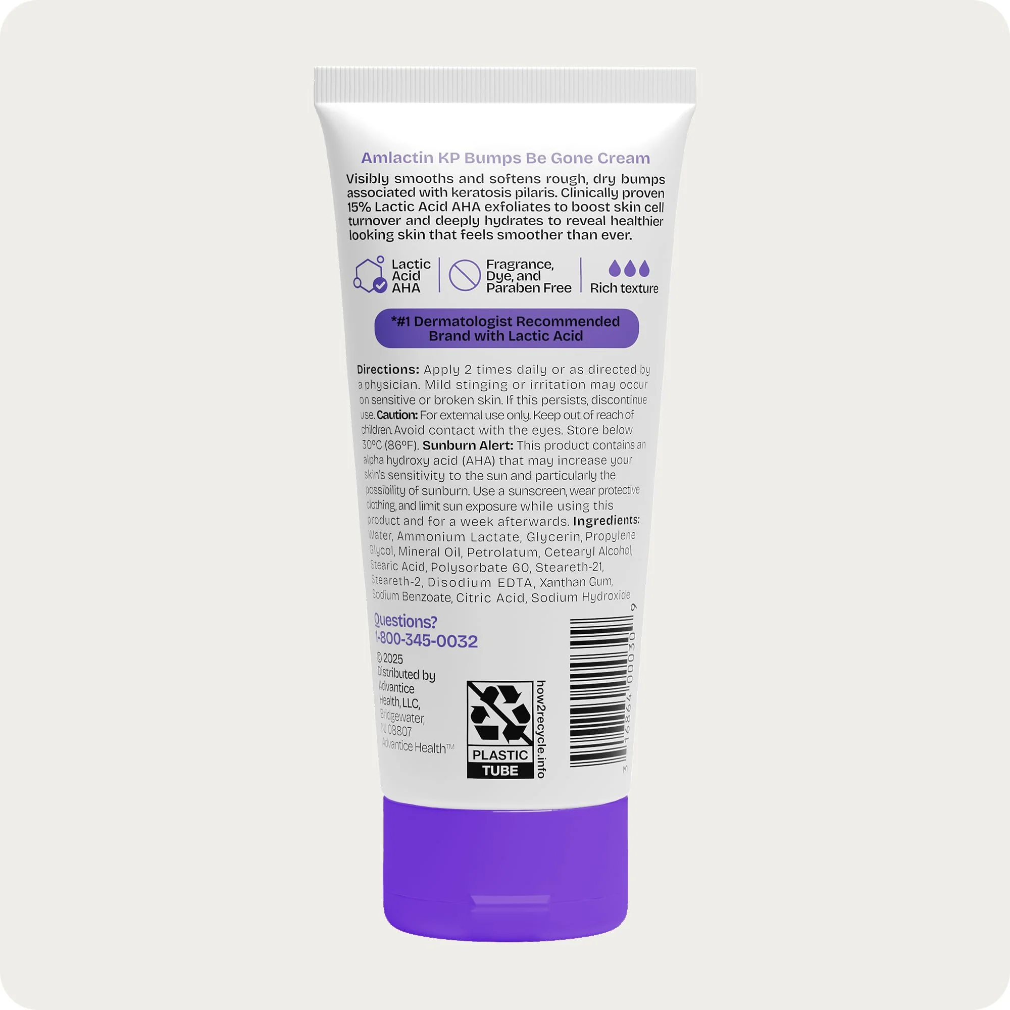 AmLactin KP Bumps Be Gone - Therapeutic Body Cream for Keratosis Pilaris - No-Scrub Exfoliator and Body Moisturizer for Dry Skin with 15% Lactic Acid AHA, 3 oz (Packaging May Vary) - Image 2