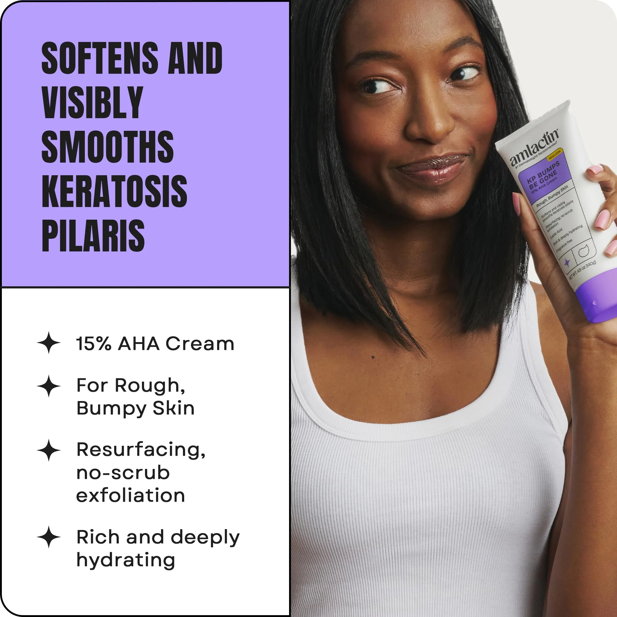AmLactin KP Bumps Be Gone - Therapeutic Body Cream for Keratosis Pilaris - No-Scrub Exfoliator and Body Moisturizer for Dry Skin with 15% Lactic Acid AHA, 3 oz (Packaging May Vary) - Image 6