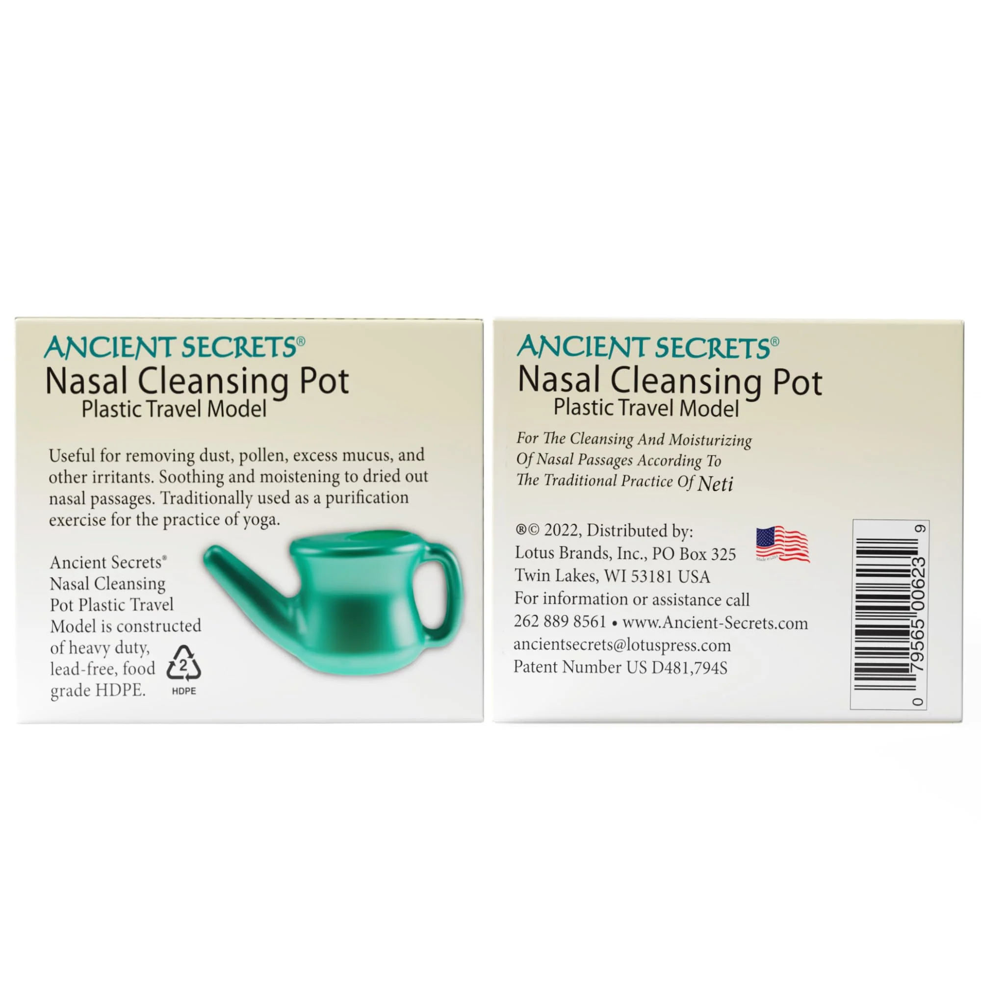 Ancient Secrets Neti Pot Sinus Rinse - Nasal Cleansing Pot, Plastic Travel Model, Nasal Irrigation, BPA-Free Neti Pot + 6 Pre-Measured Packs of Nasal Cleansing Salt - Image 2