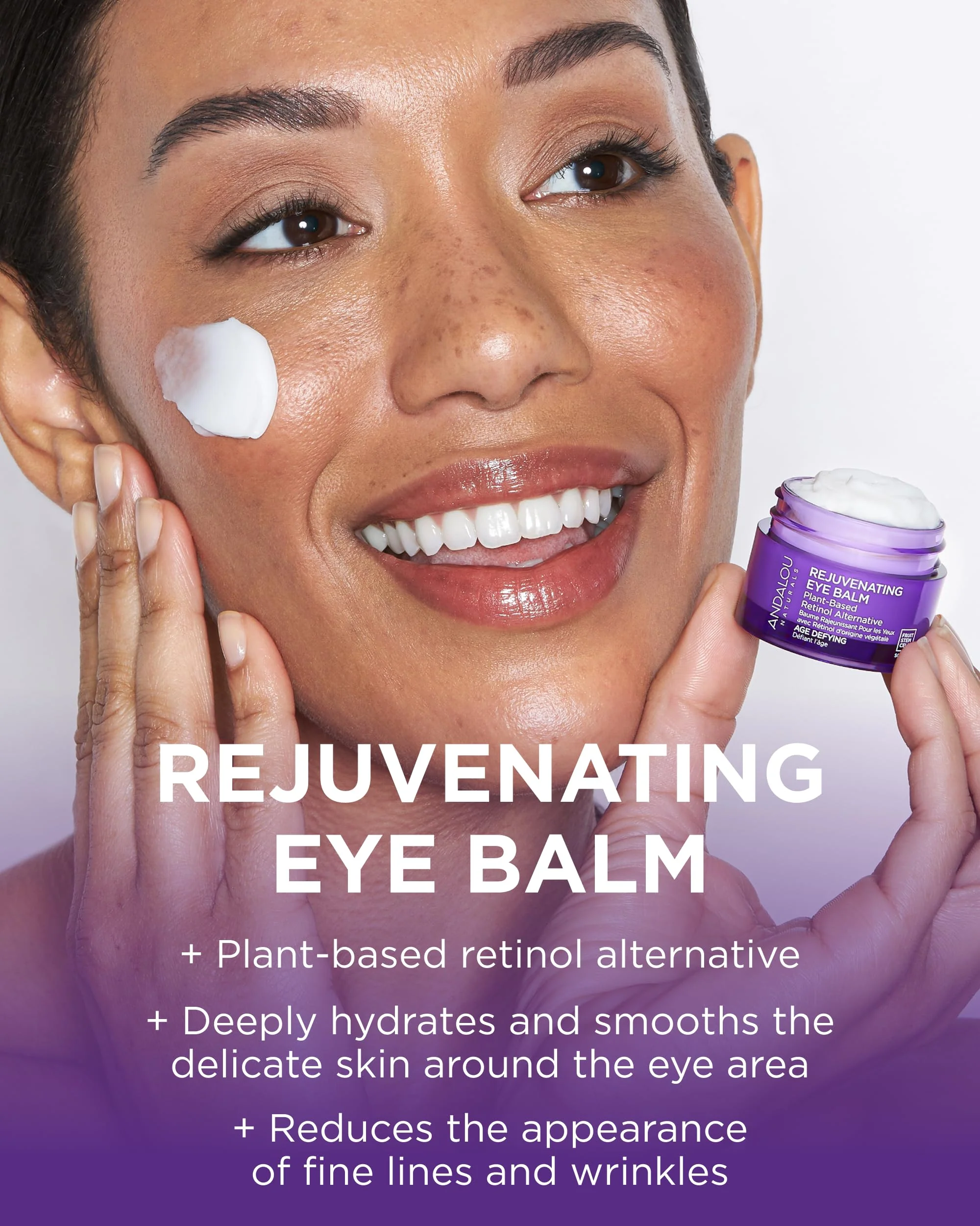 Andalou Naturals Age Defying Rejuvenating Eye Balm - Plant-Based Retinol Alternative - Gentle, Hydrating Eye Cream With Bakuchiol to Help Reduce Appearance of Wrinkles - 0.45 Oz - Image 2
