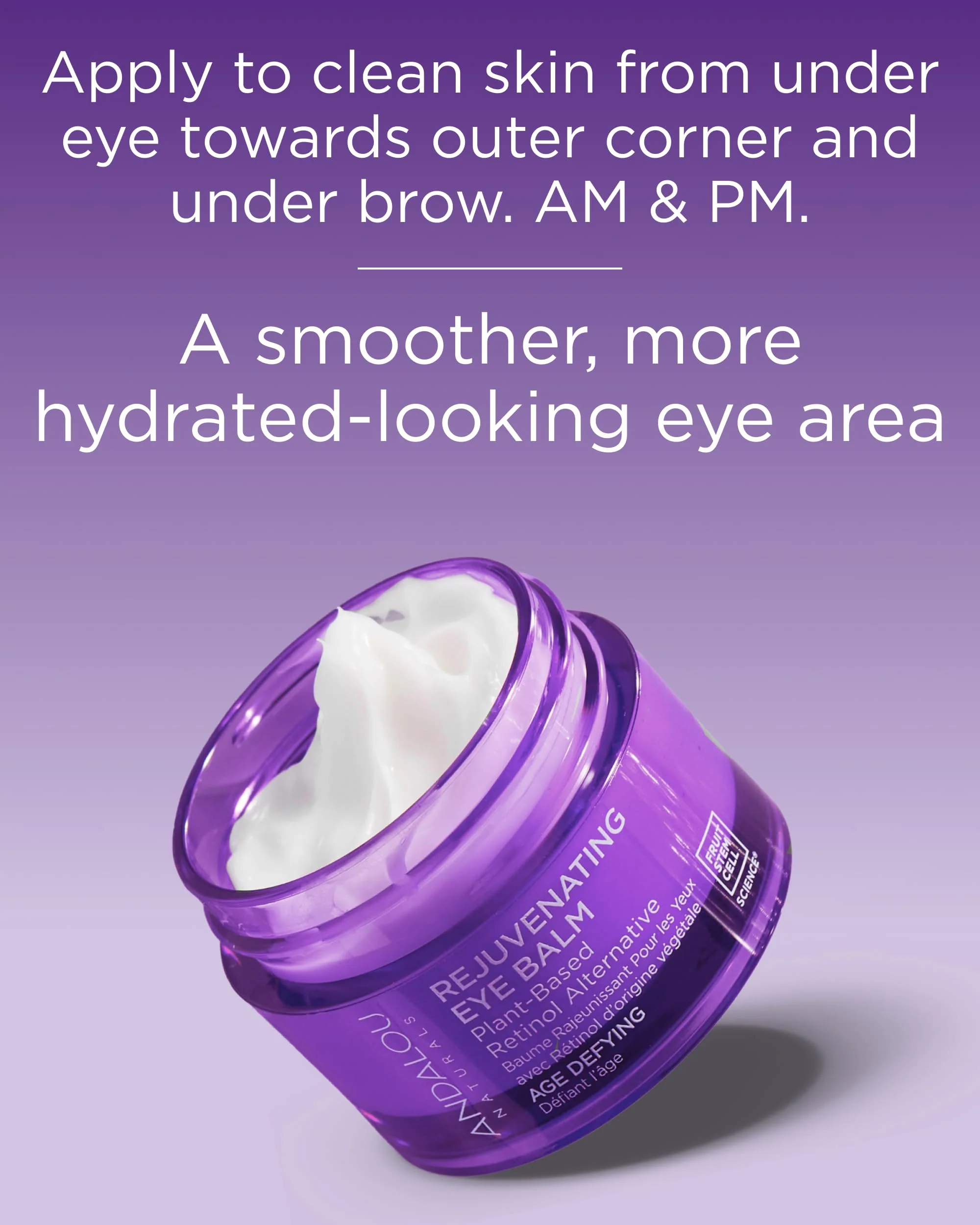 Andalou Naturals Age Defying Rejuvenating Eye Balm - Plant-Based Retinol Alternative - Gentle, Hydrating Eye Cream With Bakuchiol to Help Reduce Appearance of Wrinkles - 0.45 Oz - Image 4