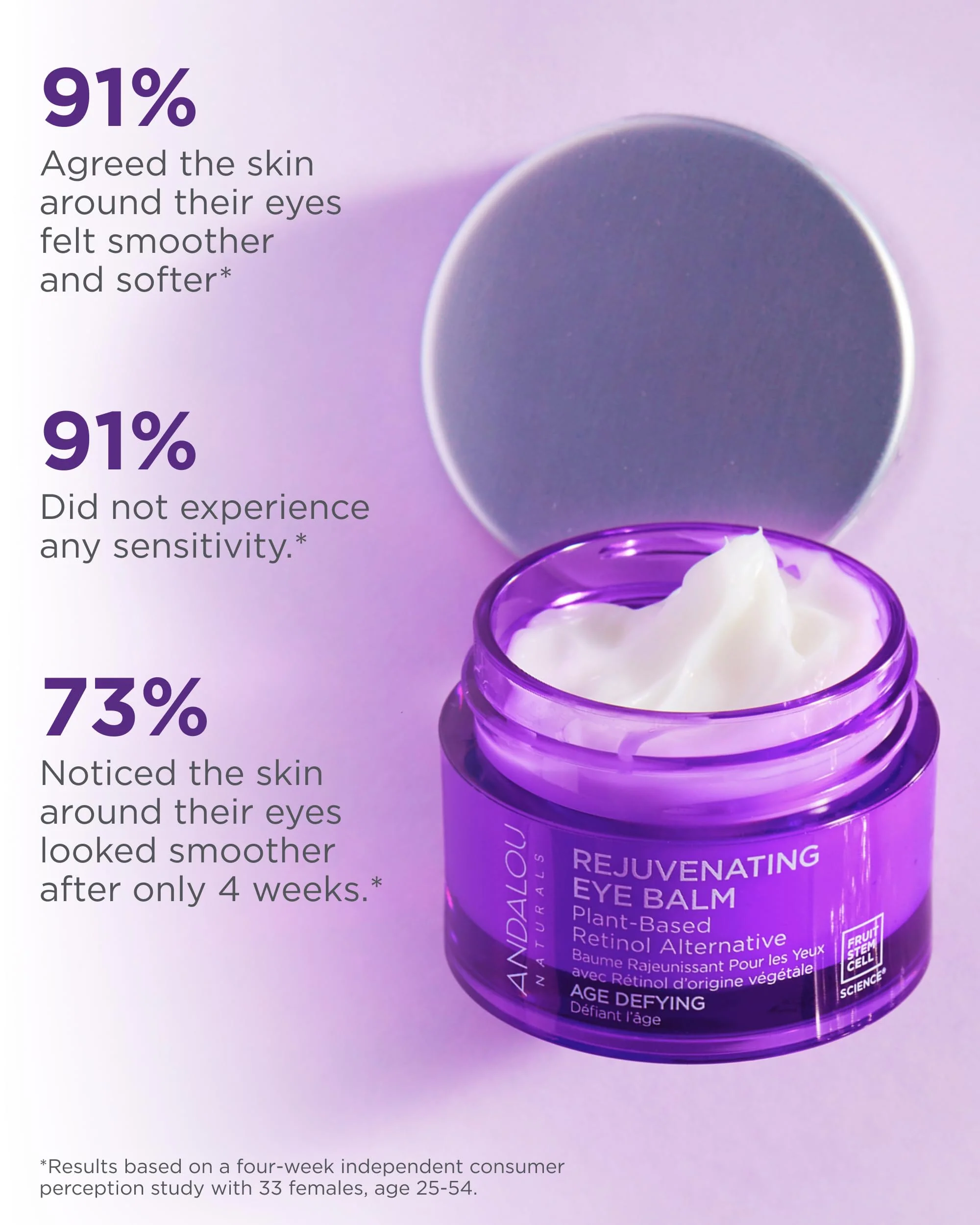 Andalou Naturals Age Defying Rejuvenating Eye Balm - Plant-Based Retinol Alternative - Gentle, Hydrating Eye Cream With Bakuchiol to Help Reduce Appearance of Wrinkles - 0.45 Oz - Image 5
