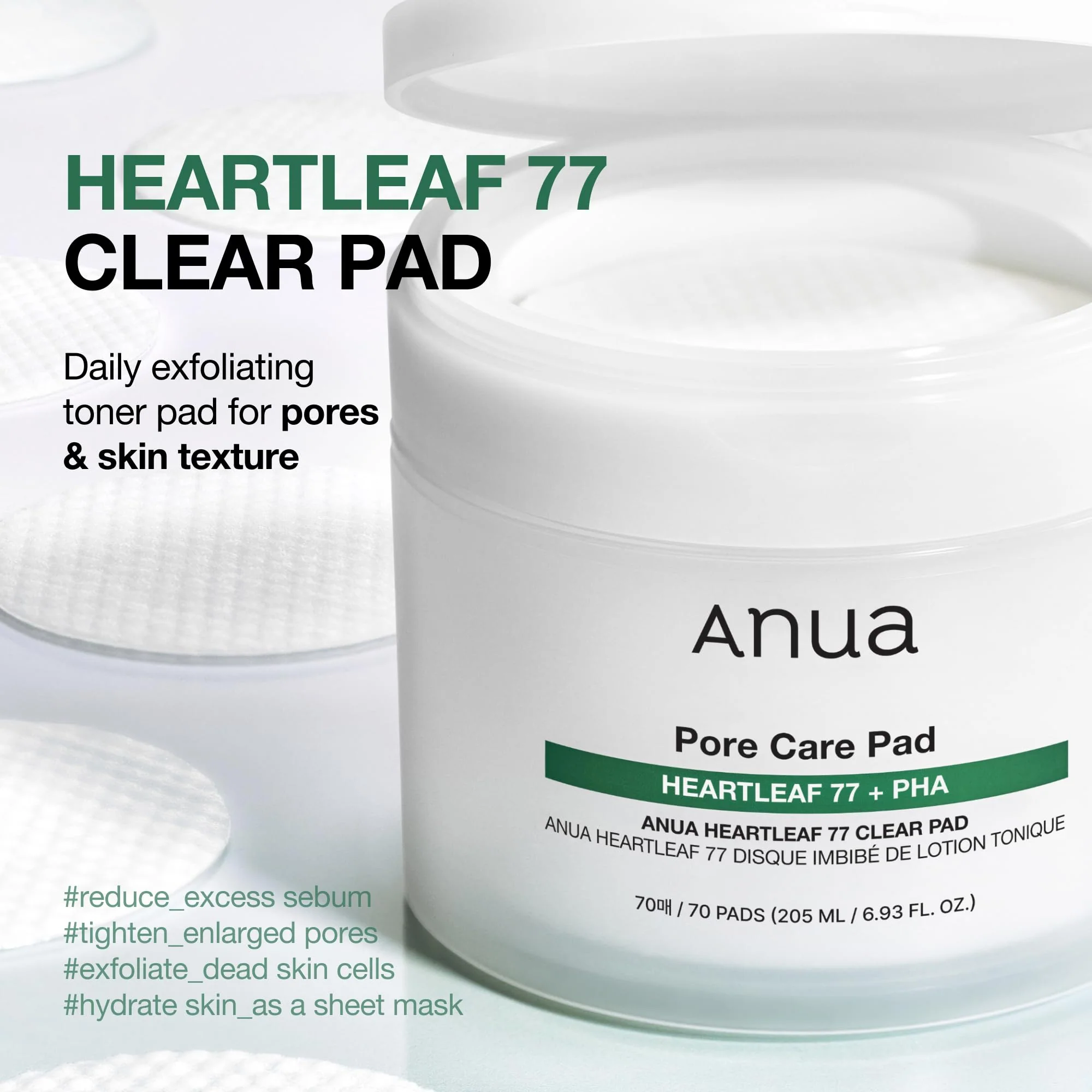ANUA Heartleaf 77 Toner Pad 70 Sheets, PHA Dead Skin Care Low pH with Korean toner pads, Daily exfoliating, Quick & Easy Facial Mask With Hearleaf, Korean Skin Care - Image 8