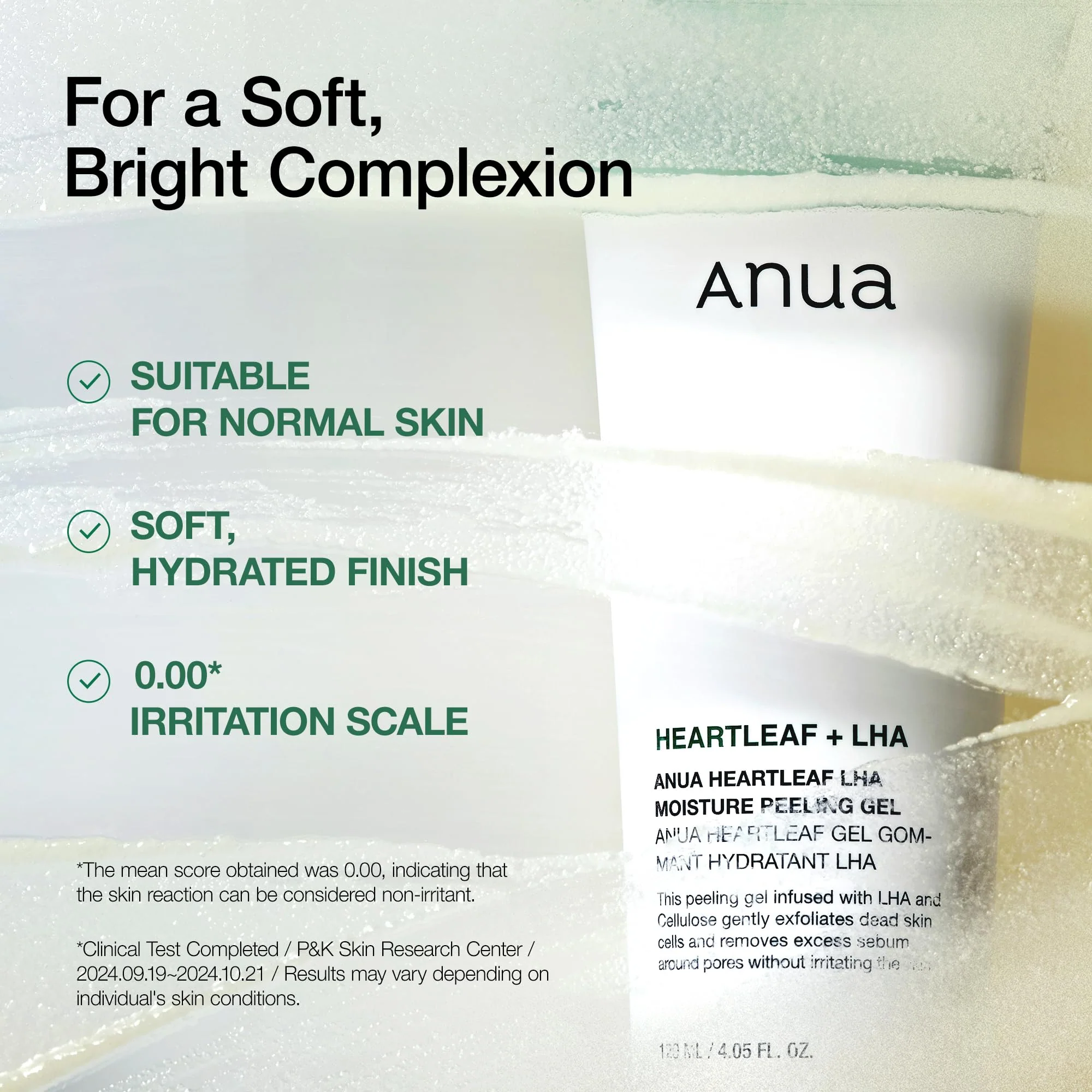 ANUA Heartleaf LHA Moisture Peeling Gel, Gentle Exfoliation, Hydrating Facial Peel, Pore Care, Dead Skin Removal, Natural Cellulose for Soothing, Vegan, Korean Skin Care (120ml/4.05 fl.oz.) - Image 6