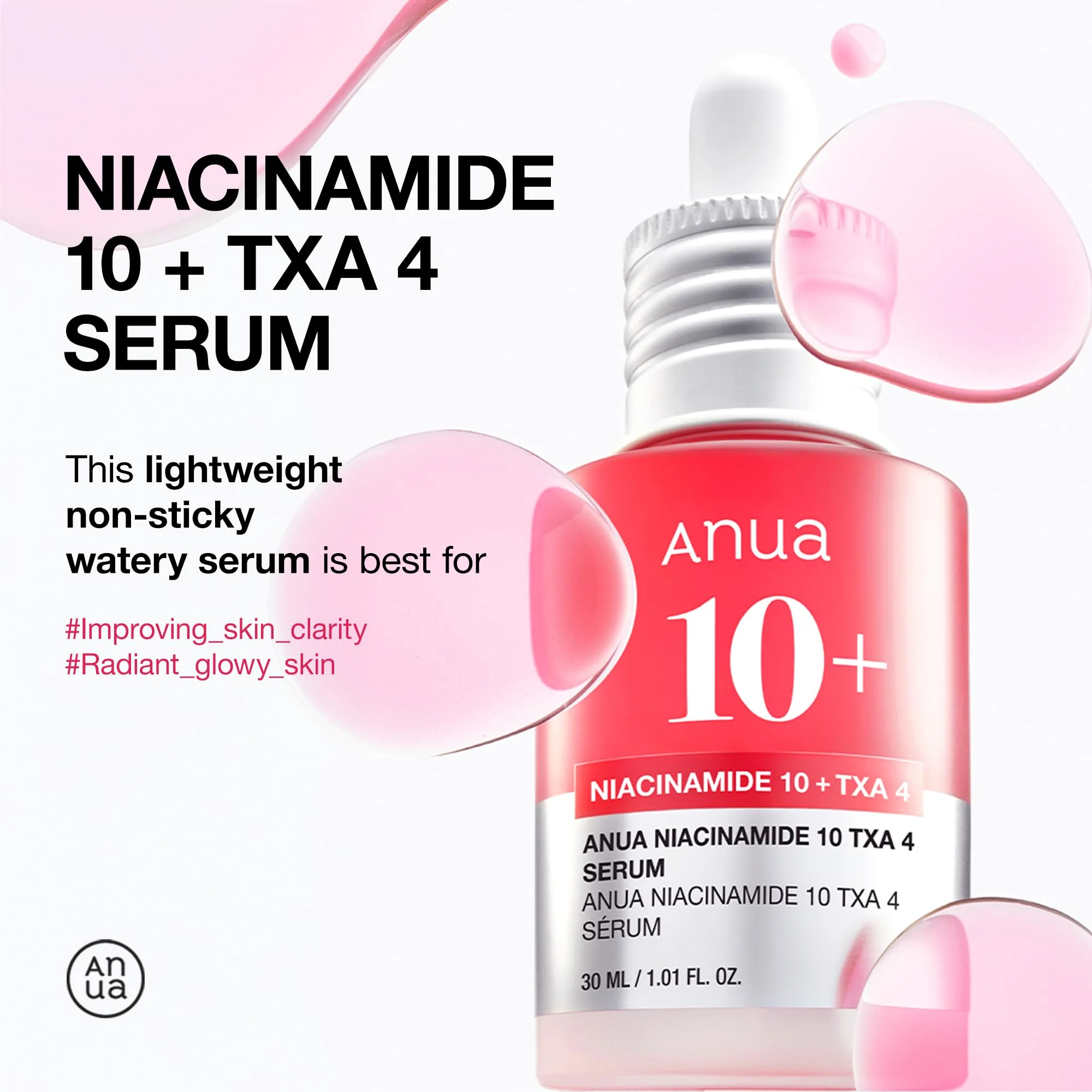 Anua Niacinamide 10 + TXA 4 Serum, Dark Spot Care, Hyaluronic Acid, Tranexamic Acid, Lightweight & Hydrating All-in-One Daily Facial Serum for Glass Skin, Korean Skincare, 1.01 fl.oz - Image 9