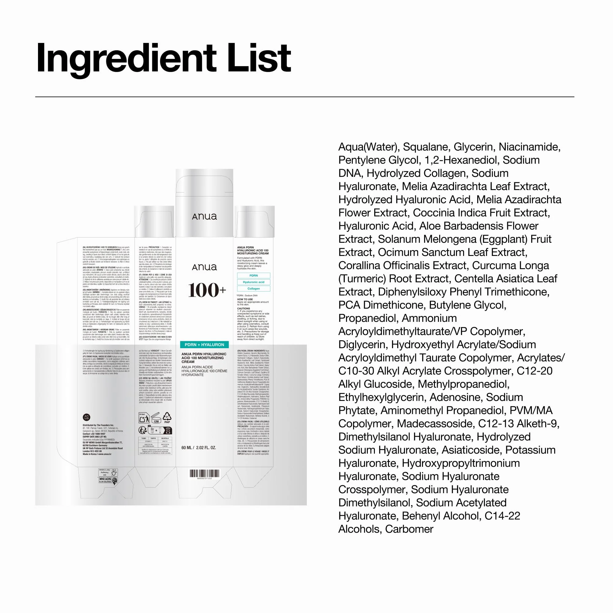 ANUA PDRN Hyaluronic Acid 100 Moisturizing Cream, Lightweight, Non-Greasy Hydrating Face Moisturizer with Salmon DNA for Glass Skin, Korean Skincare (2.02 fl oz) - Image 2
