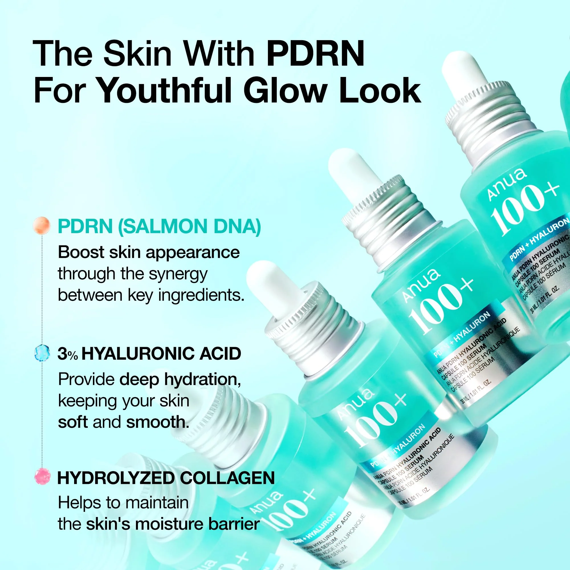 Anua PDRN Hyaluronic Acid Capsule 100 Serum, Radiant Face Serum, Salmon DNA, Hyaluronic Acid, Hydration, Moisture Plumping Effect, Lightweight, Glass Skin, Korean Skincare, 1.01 fl. oz - Image 8