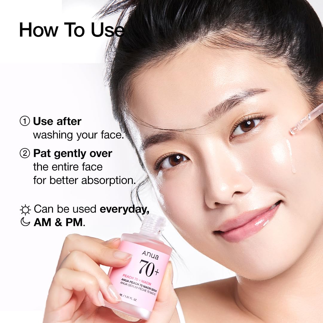 Anua Peach 70 Niacinamide Serum, Daily Glow Serum For Face, Skin Tone & Dullness Care with Vitamin B12, Lightweight, Hydrating For Glass Skin Effect, Korean Skin Care, 1.01 fl.oz - Image 15