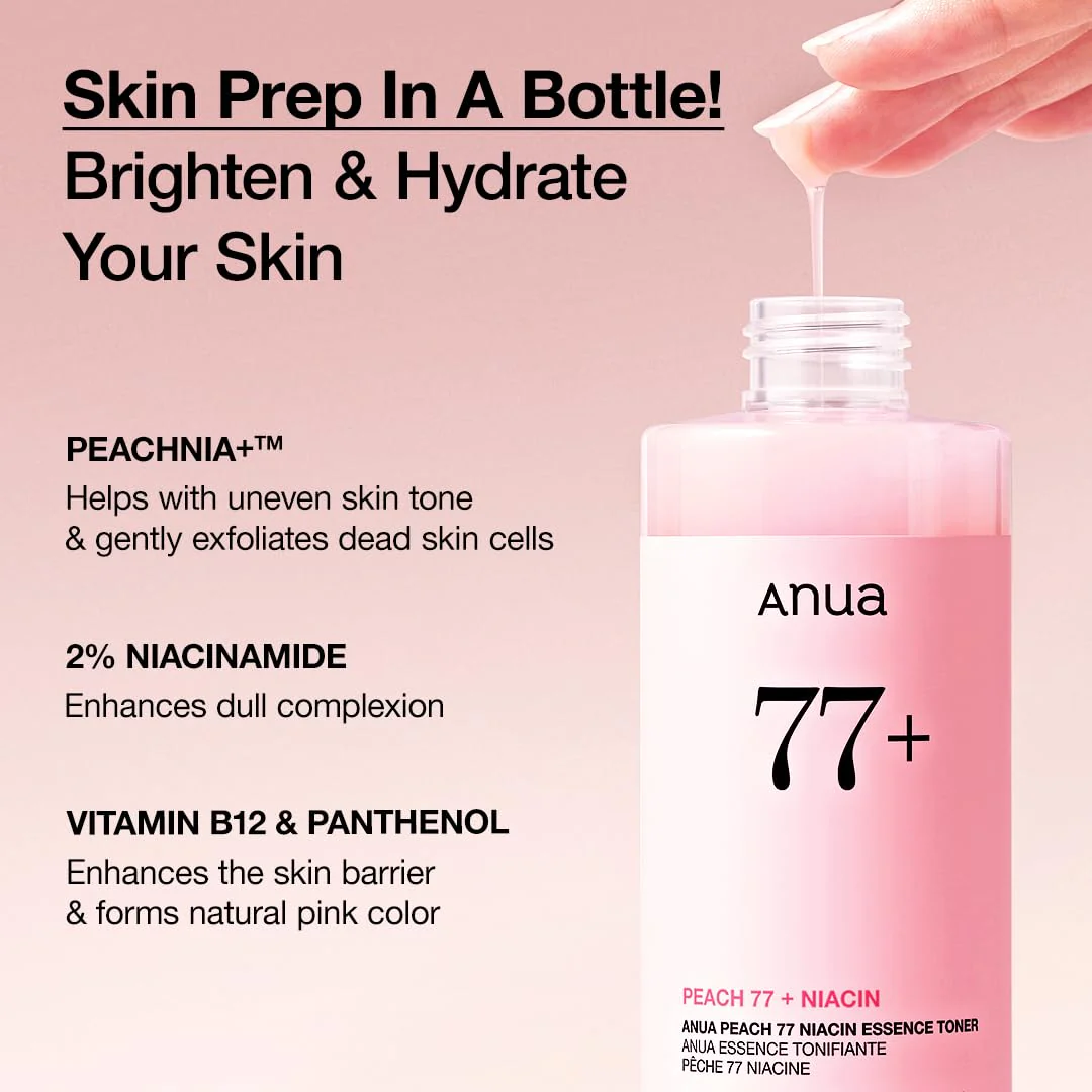 Anua Peach 77 Niacin Essence Toner 250ml / Brightening Toner for Face, Niacinamide, Panthenol, Ceramides, Facial Toner for Glass Skin, Korean Skin Care (8.45 fl.oz.) - Image 6