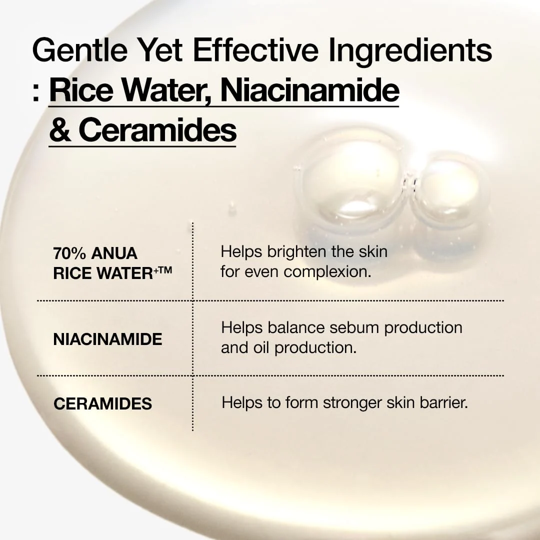 Anua Rice 70 Glow Milky Toner, Glass & Dewy Skin, Hydrating & Barrier Care, Rice Water, Niacinamide, Ceramides, All Skin Types, Fragrance-Free, Non Comedogenic, Korean Skincare, 8.45 fl.oz. - Image 6