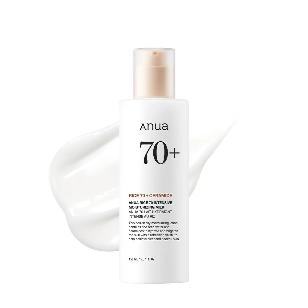 ANUA Rice 70 Intensive Moisturizing Milk, Hydrating Face Lotion, Niacinamide, Ceramides, All Skin Types, Sensitive, Skin Moisture Barrier, Lightweight Nourishing, Korean Skincare, 5.07 fl.oz.
