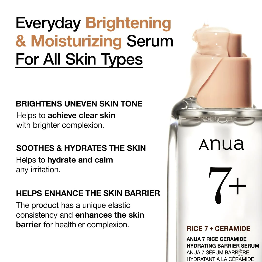 Anua Rice Ceramide 7 Hydrating Barrier Serum, Moisturizing Face Serum, Non-comodogenic, Hyaluronic Acid, Niacinamide, Lightweight, Fragrance Free, Sensitive Dry Skin, Korean Skincare, 1.69 fl oz - Image 7