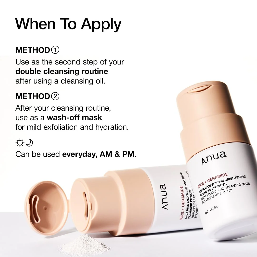 ANUA Rice Enzyme Brightening Cleansing Powder, Exfoliating Powder-to-Foam Cleanser, Smooth Texture & Clarity, Hydrating & Gentle Formula, Korean Skincare,1.41 fl.oz - Image 13