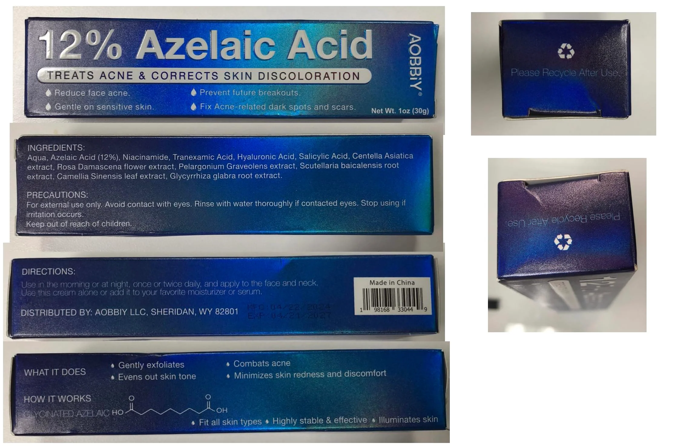 AOBBIY Azelaic Acid Cream for Face: Redness-Soothing Azelaic Acid Facial Cream for Uneven Tone, Blemish-Prone Skin, Pore Care, and Skin Clarity Support, 4 oz - Image 2