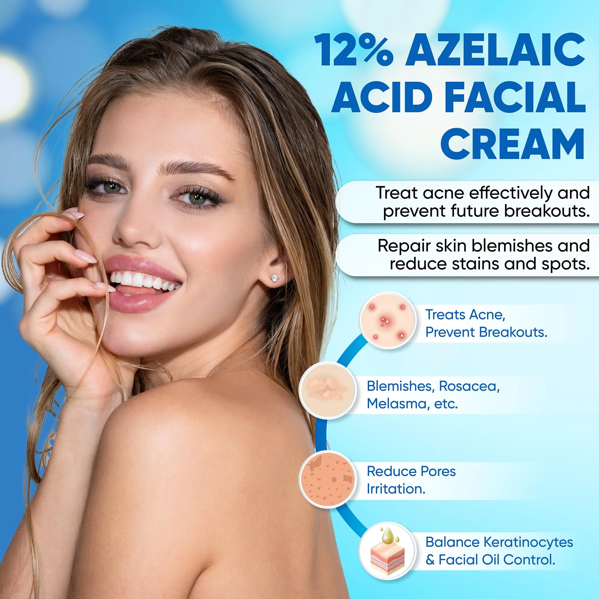 AOBBIY Azelaic Acid Cream for Face: Redness-Soothing Azelaic Acid Facial Cream for Uneven Tone, Blemish-Prone Skin, Pore Care, and Skin Clarity Support, 4 oz - Image 8