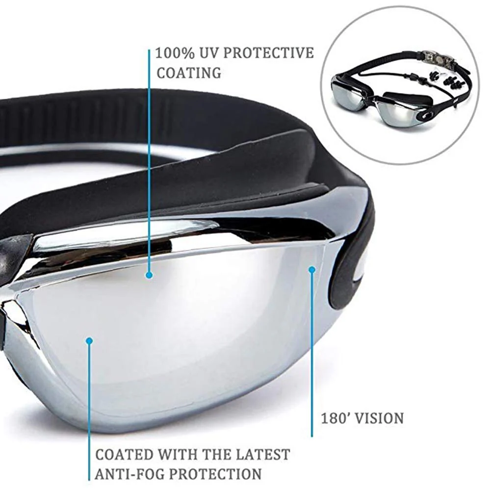 Aokelily Swim Goggles and Cap Set 4 in 1, UV 400 Protection Lenses Clear Anti-Fog Swimming Goggles Waterproof No Leaking with Nose Clip + Ear Plugs for Adult Men Women Kids (Black) - Image 7