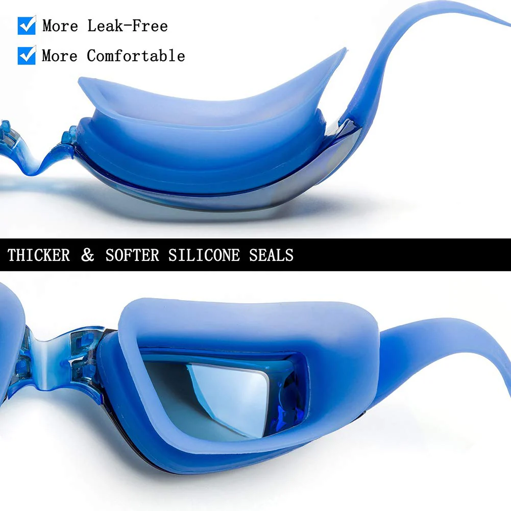 Aokelily Swim Goggles and Cap Set 4 in 1, UV 400 Protection Lenses Clear Anti-Fog Swimming Goggles Waterproof No Leaking with Nose Clip + Ear Plugs for Adult Men Women Kids (Blue) - Image 4