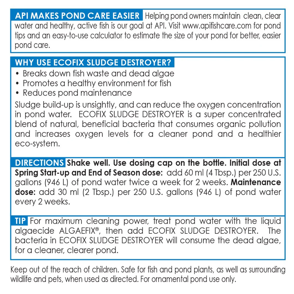 API POND ECOFIX SLUDGE DESTROYER Pond Cleaner And Sludge Remover With Natural Bacteria 64-Ounce Bottle,White - Image 4