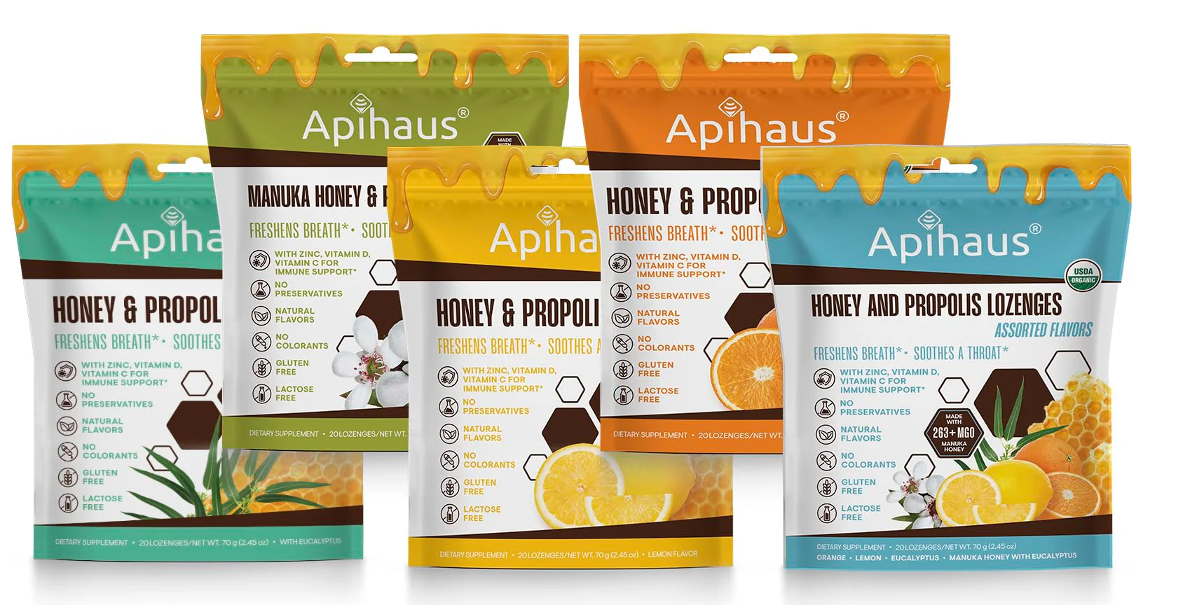 Apihaus Honey and Propolis Lozenges with Eucalyptus, Freshens Breath - Soothes a Throat- Immune Support with Vitamin C, Vitamin D and Zinc, 20 Count - Image 3