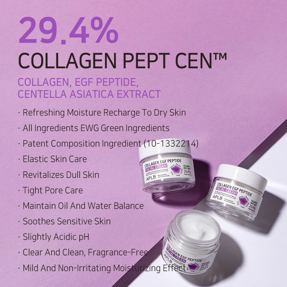 APLB Collagen EGF Peptide Facial Cream | COLLAGEN PEPT CEN™ 29.4% 1.86 FL.OZ/Korean Skincare, Elasticity care, Deep hydration, Revitalize for gentle and improve skin texture - Image 5