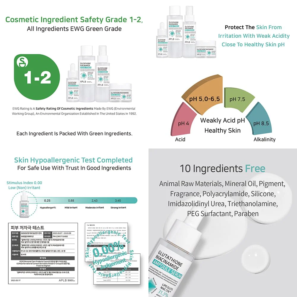 APLB Glutathione Niacinamide Ampoule Serum | LIPO GLUTA NIAC CEN™ 31.3% 1.35 FL.OZ/Korean Skincare, Long lasting moisturizing, Improve skin elasticity, Revitalize for gentle and improve skin texture - Image 4