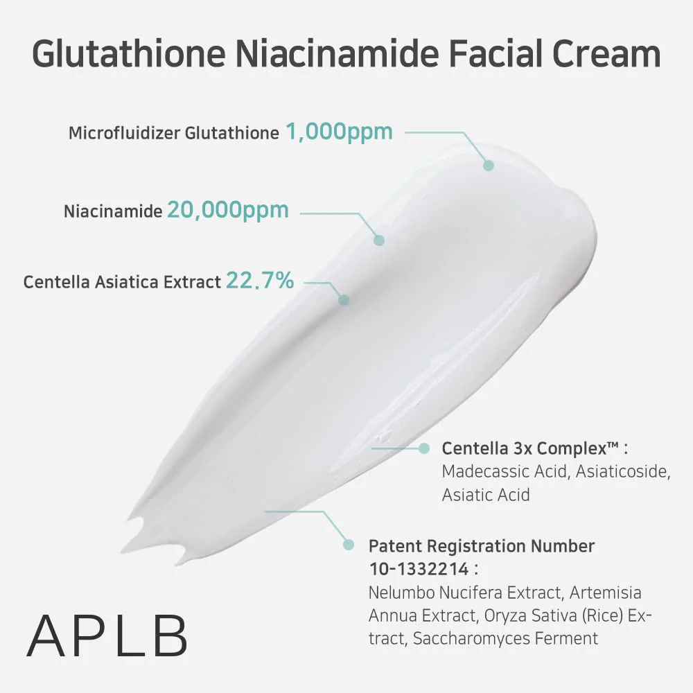 APLB Glutathione Niacinamide Facial Cream | LIPO GLUTA NIAC CEN™ 24.8% 1.86 FL.OZ/Korean Skincare, Deep hydration, Niacinamide, Improve skin elasticity, Improve skin texture - Image 7