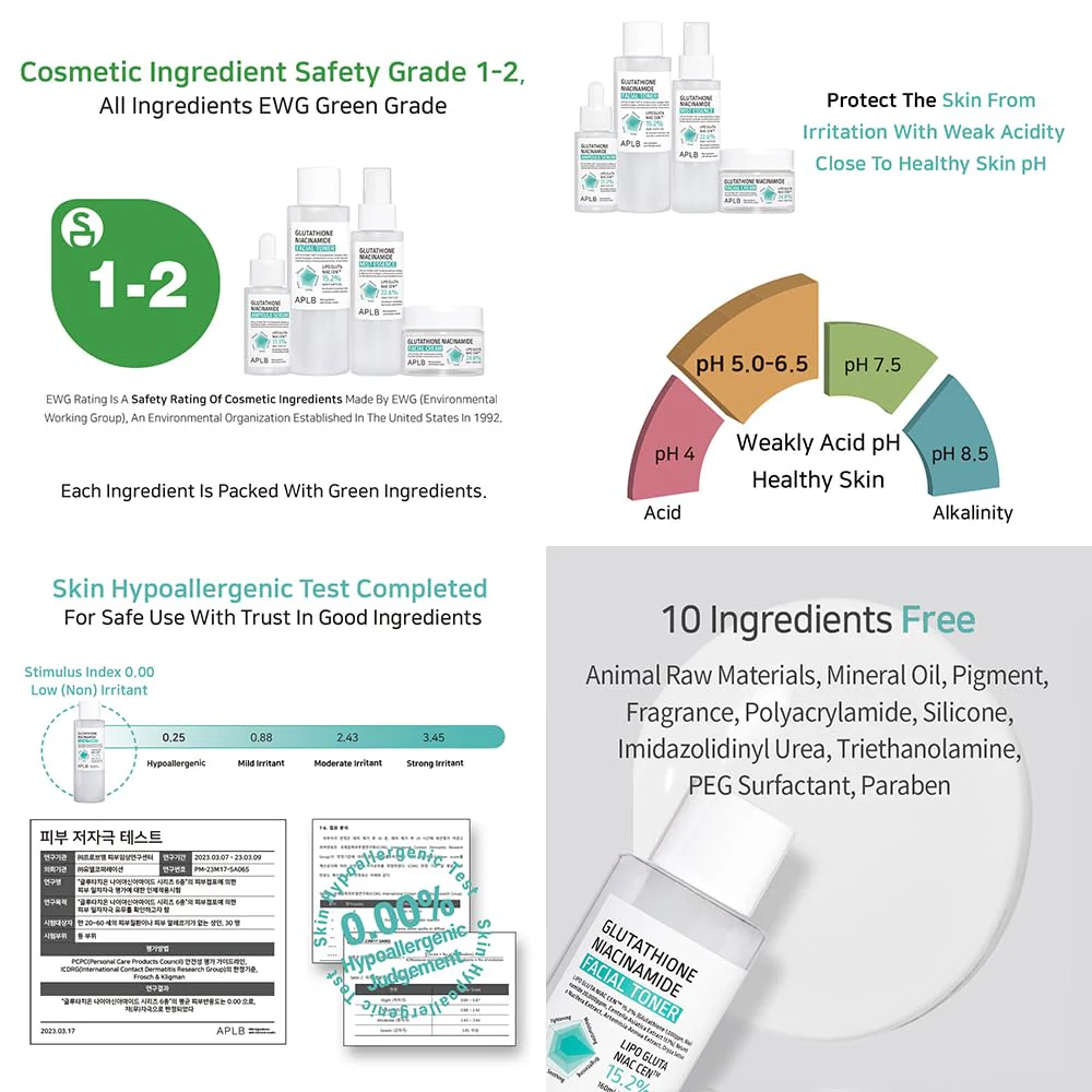 APLB Glutathione Niacinamide Facial Toner | LIPO GLUTA NIAC CEN™ 15.2% 5.41 FL.OZ/Korean Skincare, Replenishing Moisture, Revitalize for Gentle and Improve Skin Texture Through Niacinamide - Image 4