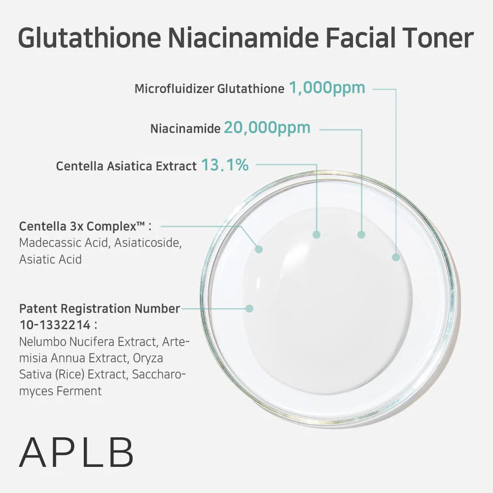 APLB Glutathione Niacinamide Facial Toner | LIPO GLUTA NIAC CEN™ 15.2% 5.41 FL.OZ/Korean Skincare, Replenishing Moisture, Revitalize for Gentle and Improve Skin Texture Through Niacinamide - Image 7