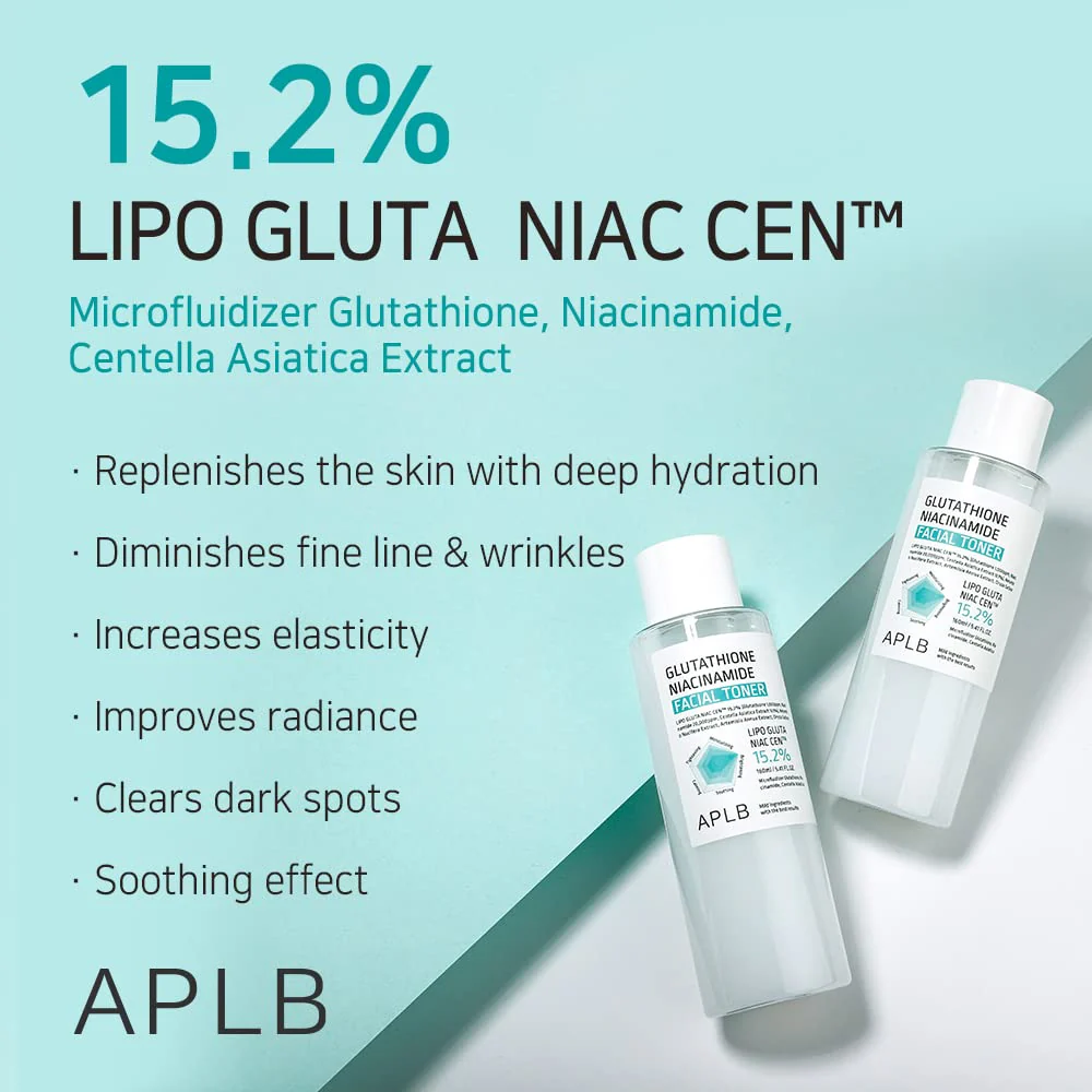 APLB Glutathione Niacinamide Facial Toner | LIPO GLUTA NIAC CEN™ 15.2% 5.41 FL.OZ/Korean Skincare, Replenishing Moisture, Revitalize for Gentle and Improve Skin Texture Through Niacinamide - Image 8