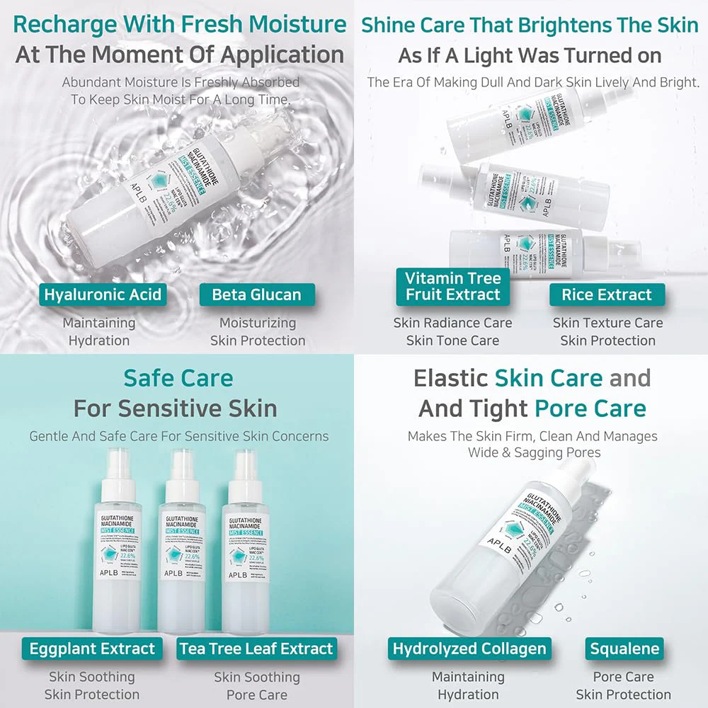 APLB Glutathione Niacinamide Mist Essence | LIPO GLUTA NIAC CEN™ 22.6% 3.55 FL.OZ/Korean Skincare, Replenishing moisture, Revitalize for gentle and improve skin texture through Niacinamide - Image 3