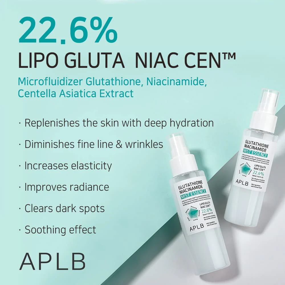 APLB Glutathione Niacinamide Mist Essence | LIPO GLUTA NIAC CEN™ 22.6% 3.55 FL.OZ/Korean Skincare, Replenishing moisture, Revitalize for gentle and improve skin texture through Niacinamide - Image 8