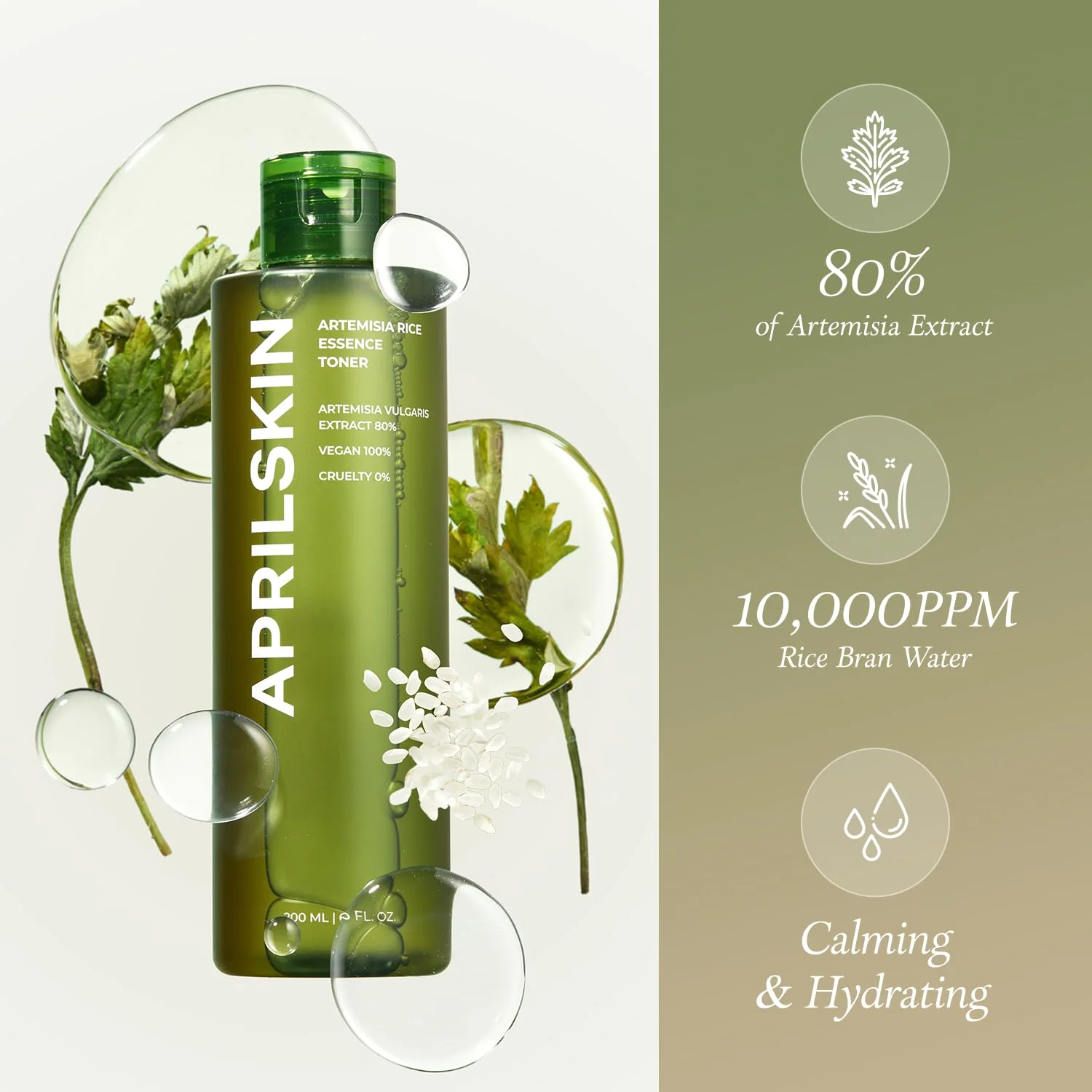APRILSKIN Artemisia Korean Rice Toner | 100% Korean Mugwort | Hydration Boost Facial Toner | Vegan, Cruelty Free, Low pH, | No sulfates and Artificial Fragrance | Korean Skin Care | 6.76 oz - Image 8