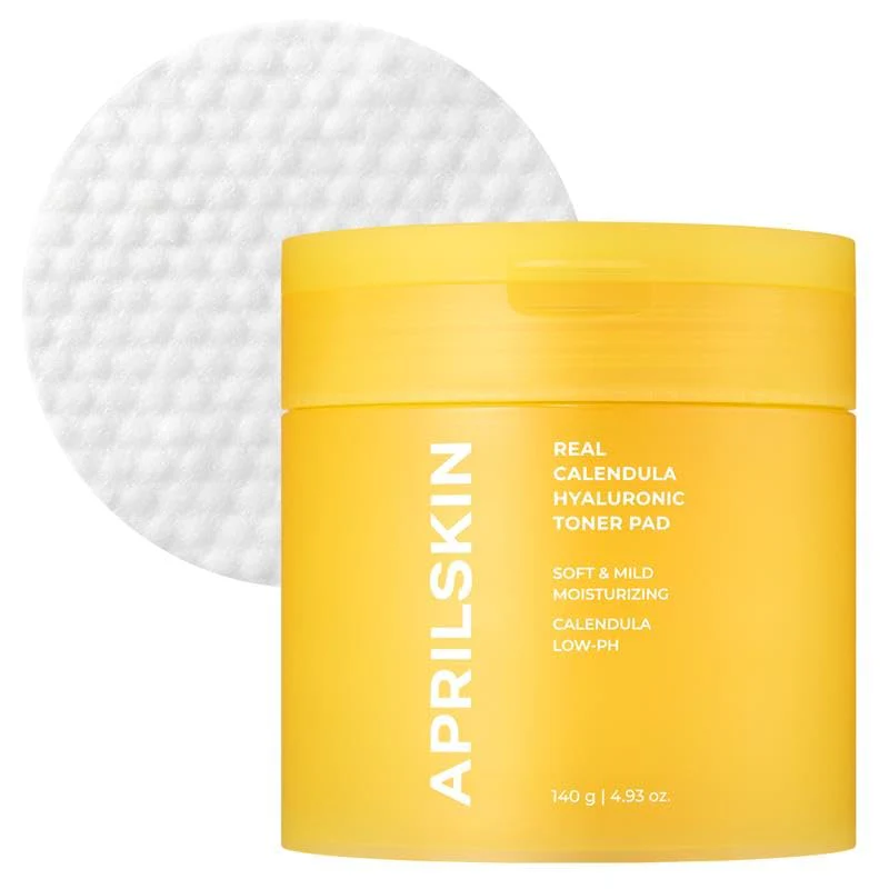 APRILSKIN Calendula PHA Hyaluronic Toner Pads | Vegan, Cruelty Free | Exfoliating, refining pores & hydrating for dry, sensitive, acne-prone skin | 60 pads | No sulfates and artificial fragrance