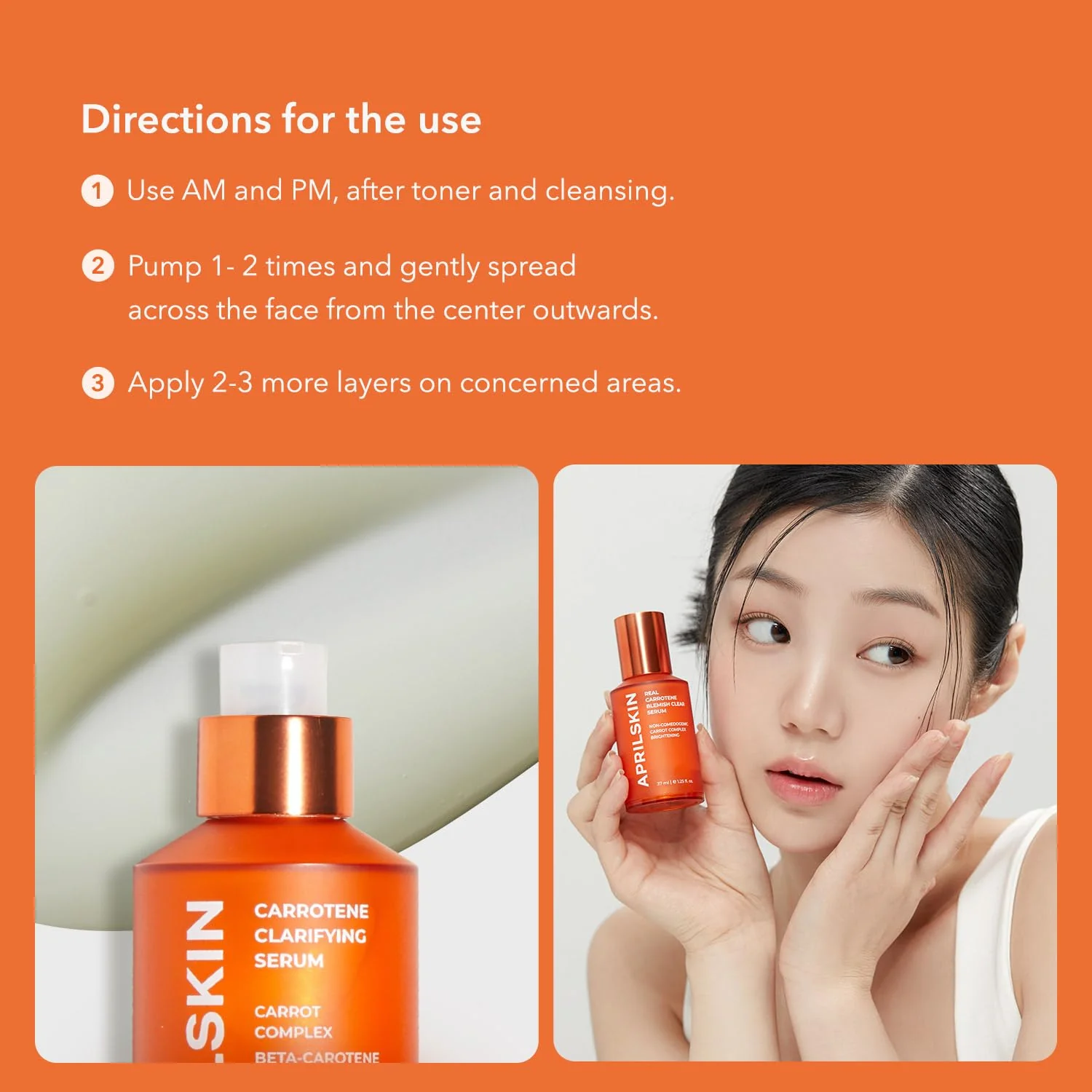 APRILSKIN Carrotene Clarifying Facial Serum | Vegan, Non-comedogenic | Blemish Clear, Dark Spot Corrector | Korea Skincare | Oily Skin, Sensitive Skin, Bumpy Skin | 1.25 fl.oz - Image 4