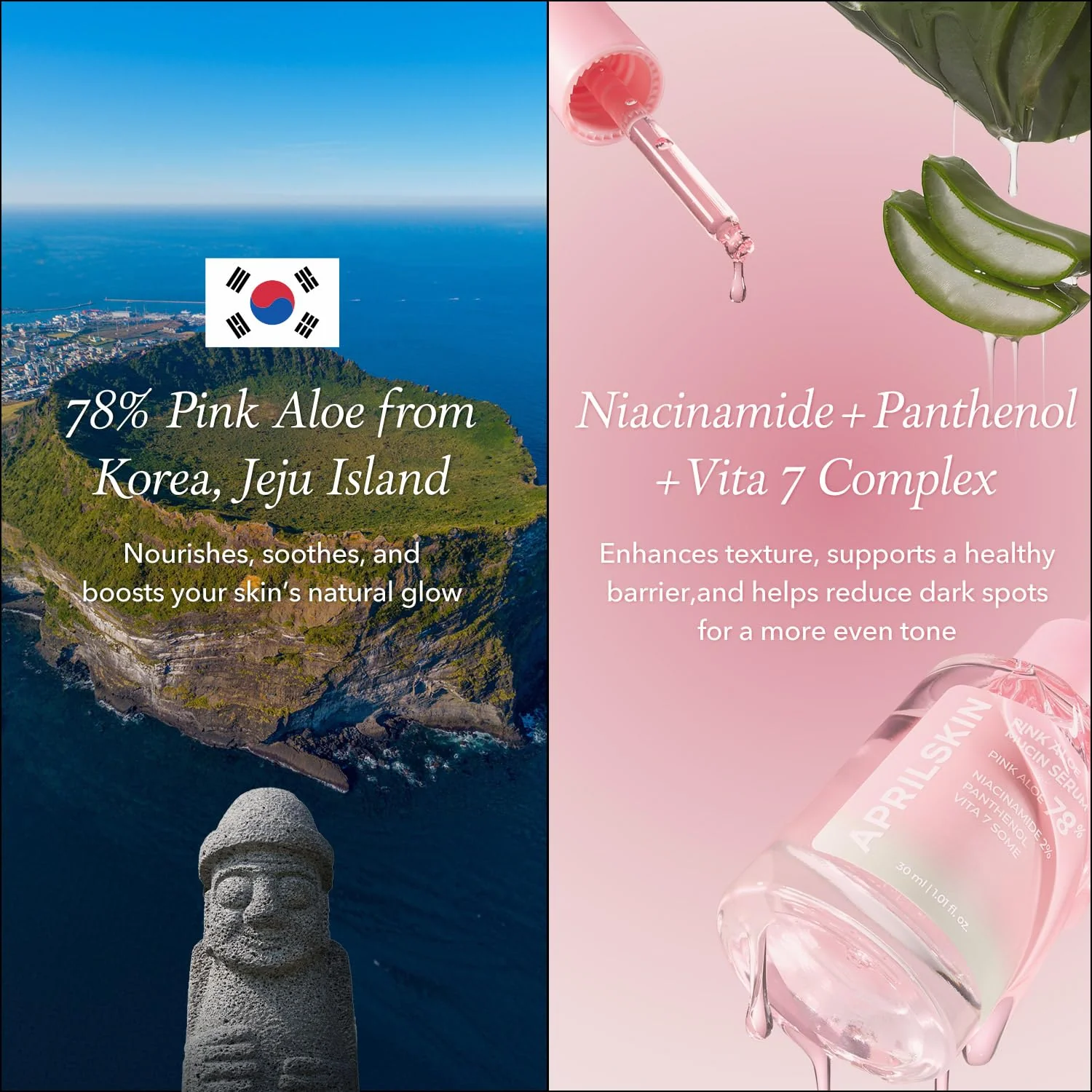 APRILSKIN Pink Aloe Mucin Serum 1.01 fl.oz (30ml) Hydrating 78% Jeju Aloe Mucin Formula with Non-Sticky Finish for a Glass Glow Look, Korean Skincare - Image 5