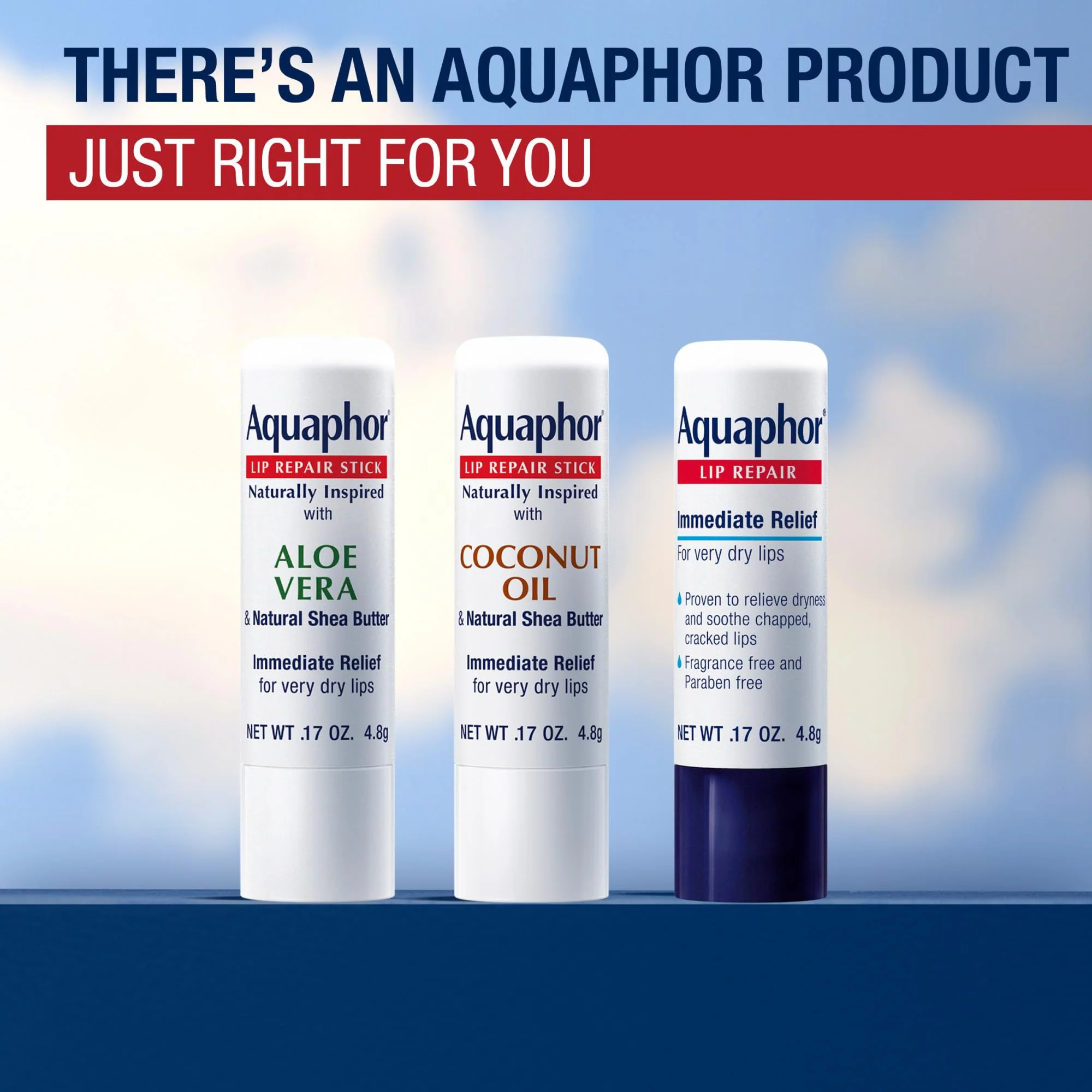 Aquaphor Naturally Inspired Lip Repair Stick with Aloe Vera and Natural Shea Butter, Hydrating Lip Balm Immediately Relieves Dryness, 0.17 Oz Stick - Image 4