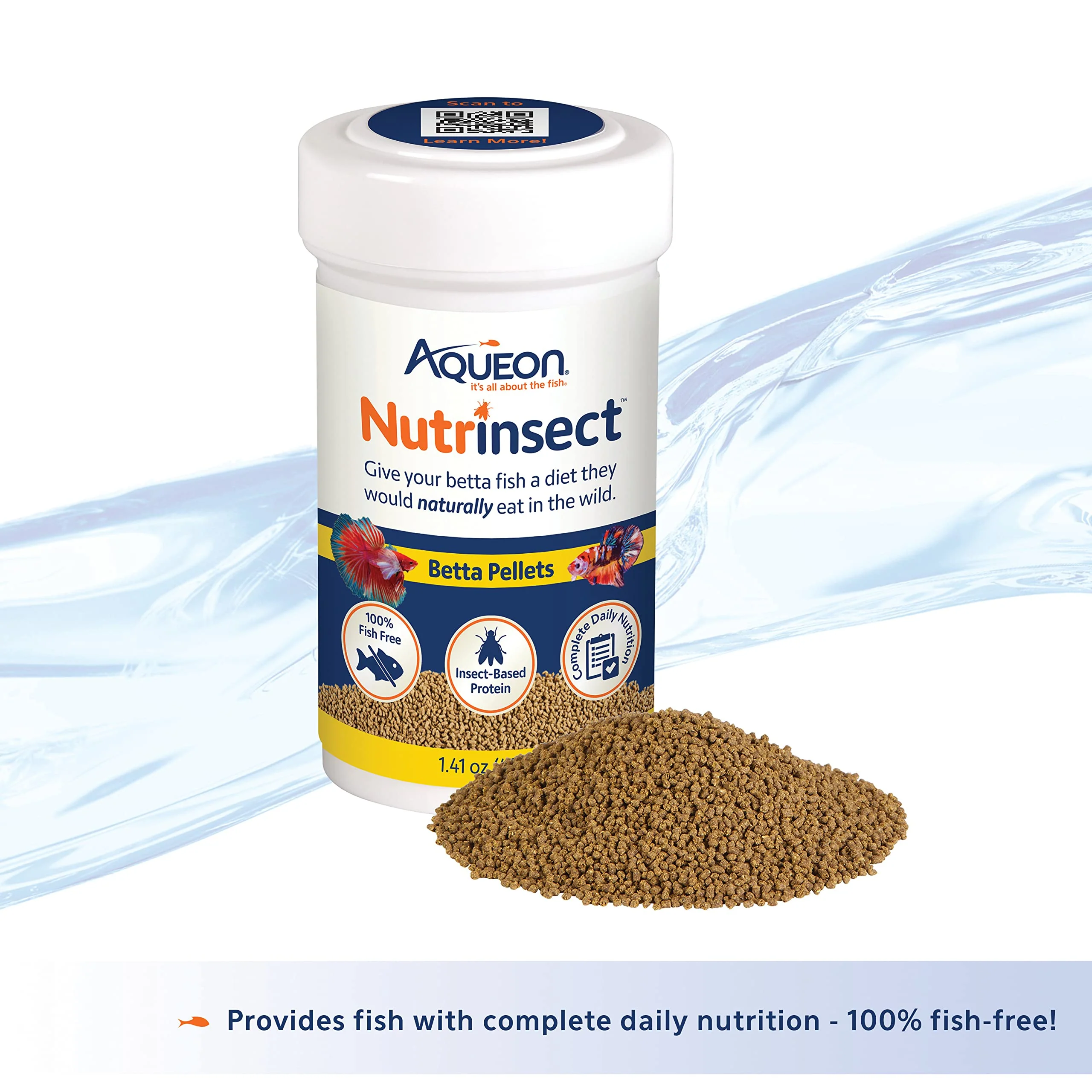 Aqueon Nutrinsect Fish-Free Fish Food, Betta Pellets, 1.41 oz - Image 6