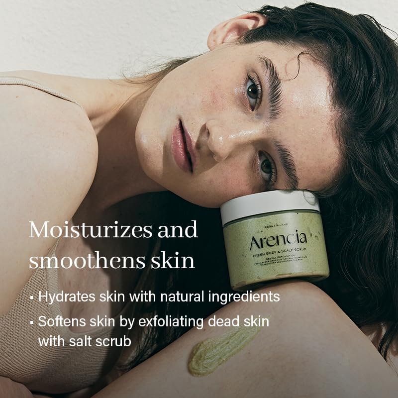 Arencia Fresh Cloud Sea Salt Body & Scalp Scrub (Pink) - Gentle Exfoliation for Softer, Refreshed Skin and Scalp, Korean Skin Care - Image 4