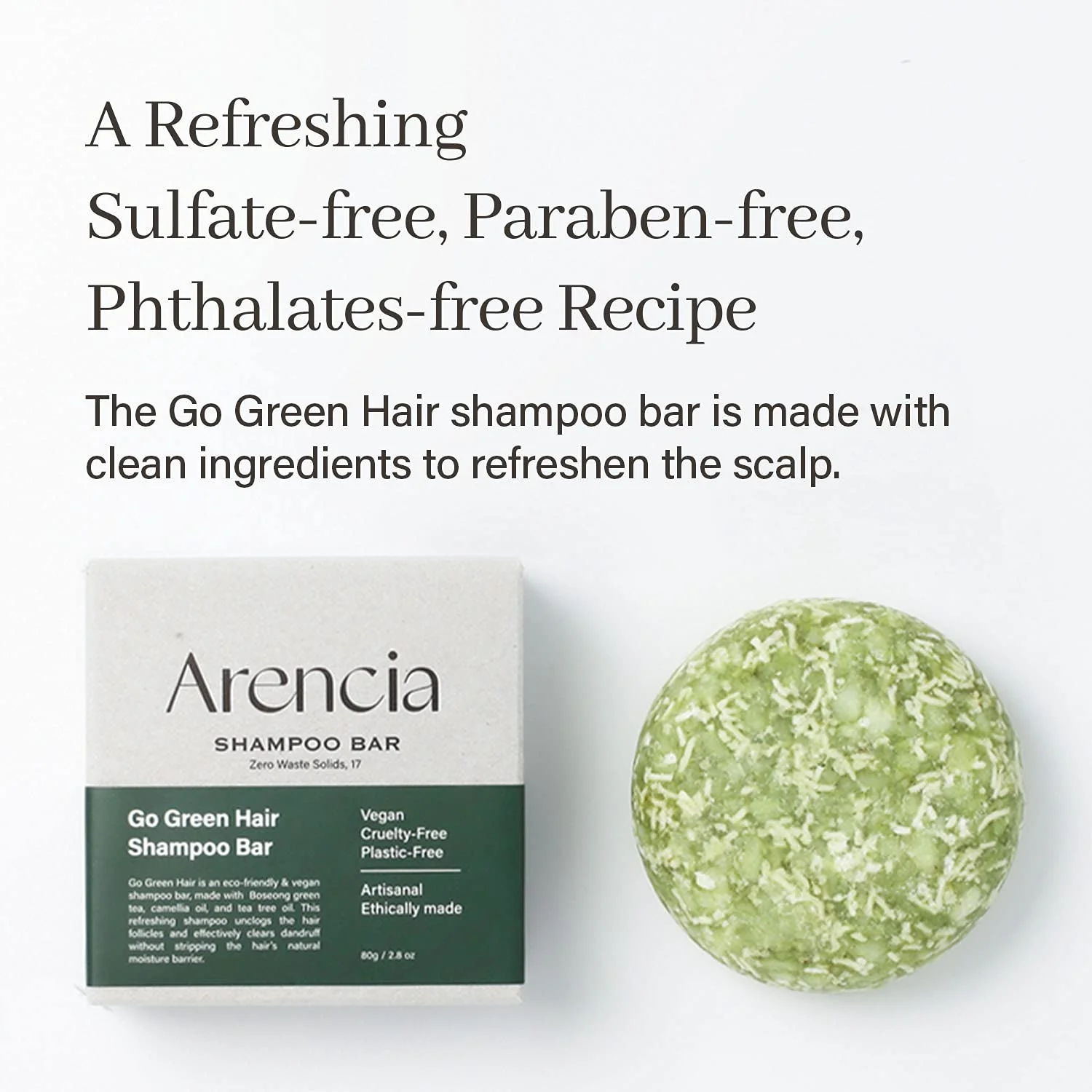 ARENCIA Go Green Tea Tree Shampoo Bar for Dandruff, Itchy Scalp, Normal to Oily hair – Refreshing Anti-dandruff, Vegan, pH balanced, Sulfate free, Eco friendly - Image 6
